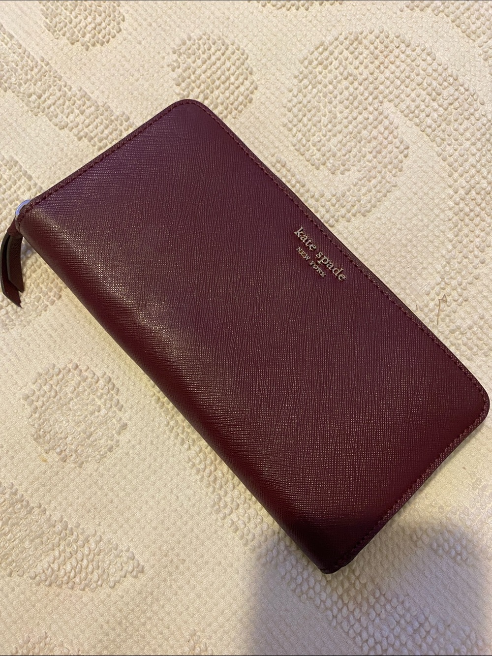 kate spade Leather Zip-Around Wallet in Plum